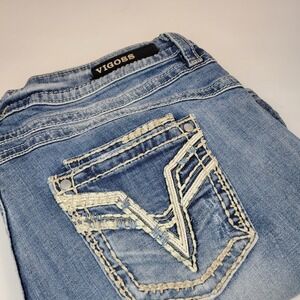 Vigoss‎ Jeans Women's Size 15/16 Blue The Dublin Capri Mid Rise Faded Distressed